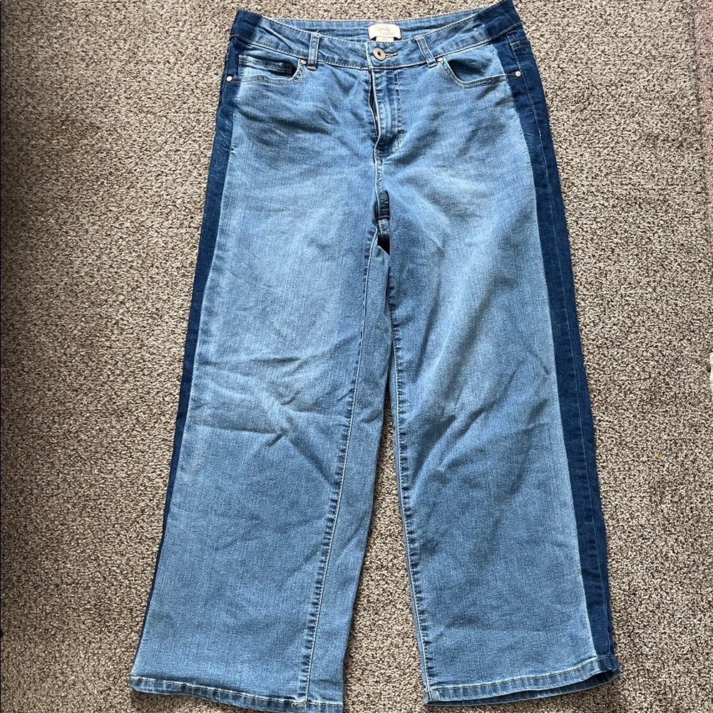 Camila Coelho Two-Tone Blue Flare Jeans